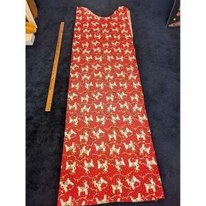 Festive Christmas Reindeer Print Fabric Red White Holiday Kitchen Cooking Baking